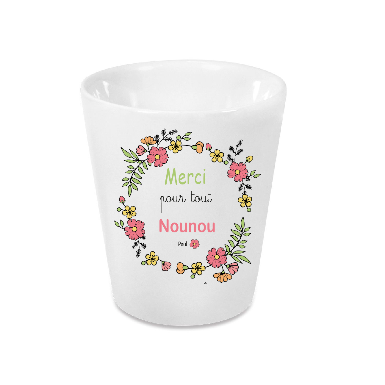 Cache-pot “Merci pour tout Nounou” personnalisé – Cadeau nounou fin d’année ou Noël – Pot céramique fleurs – Image 2