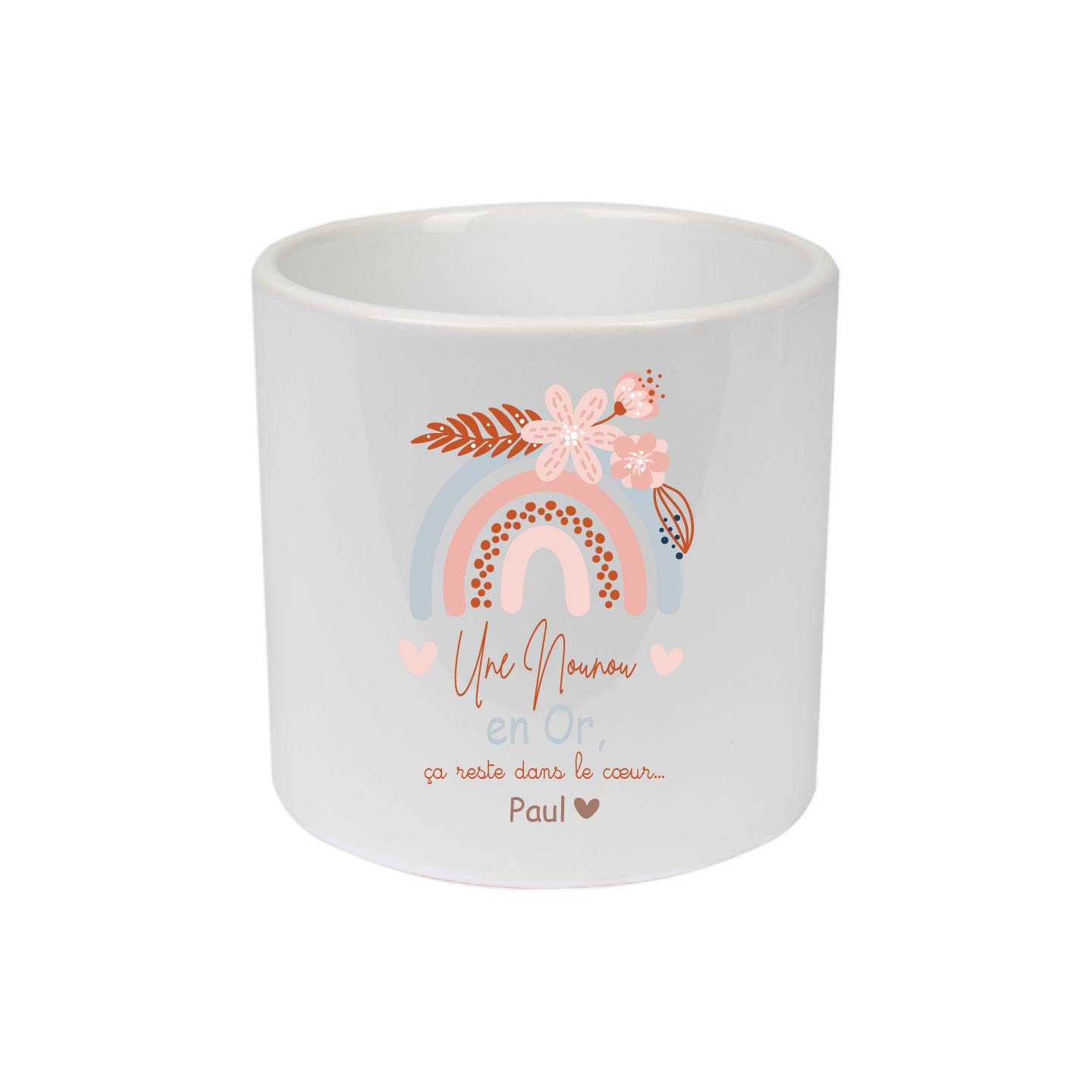 Pot personnalisé “Une nounou en or” – Cadeau fin d’année nounou – Pot à fleurs arc-en-ciel pastel – Cadeau enfant à sa nounou – Bébé Panda – Image 7
