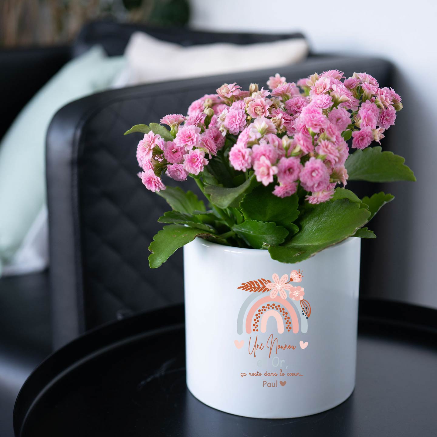 Pot personnalisé “Une nounou en or” – Cadeau fin d’année nounou – Pot à fleurs arc-en-ciel pastel – Cadeau enfant à sa nounou – Bébé Panda – Image 6