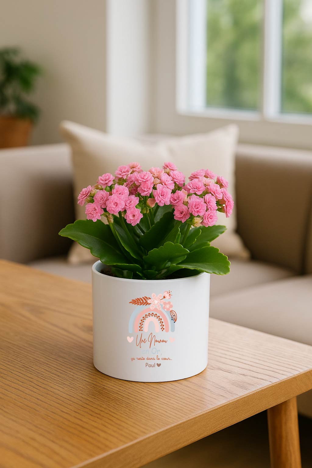 Pot personnalisé “Une nounou en or” – Cadeau fin d’année nounou – Pot à fleurs arc-en-ciel pastel – Cadeau enfant à sa nounou – Bébé Panda – Image 5