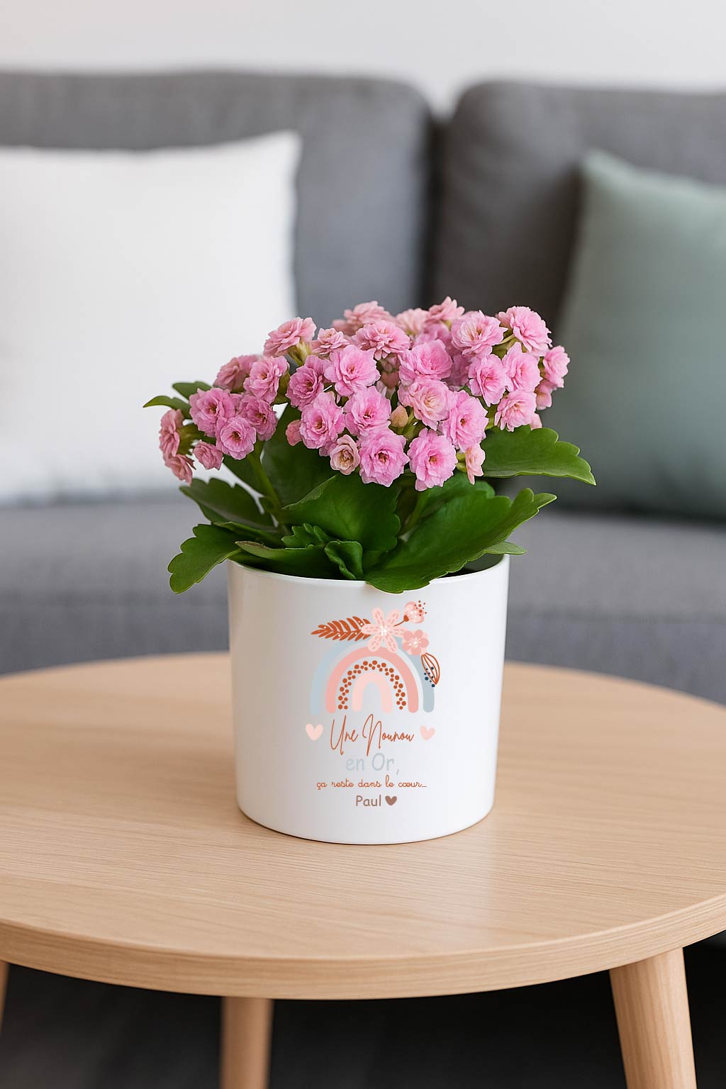 Pot personnalisé “Une nounou en or” – Cadeau fin d’année nounou – Pot à fleurs arc-en-ciel pastel – Cadeau enfant à sa nounou – Bébé Panda – Image 4