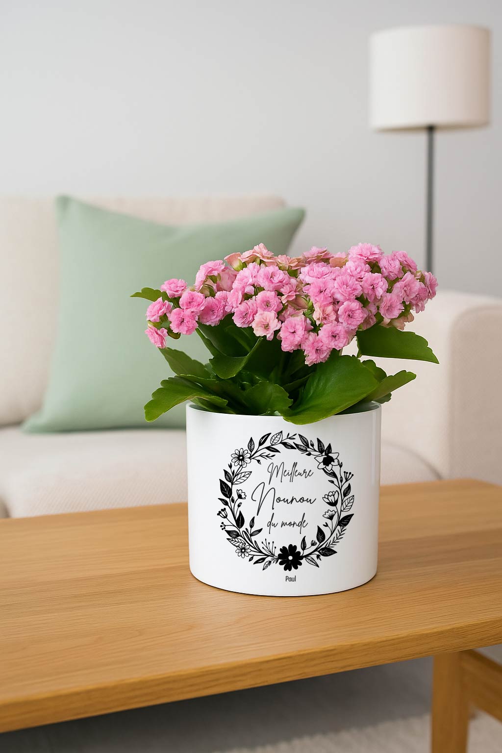 Cache-pot personnalisé “Meilleure Nounou du monde” – Cadeau fin d’année nounou – Pot de fleur céramique avec prénom – Cadeau merci nounou – Bébé Panda – Image 2