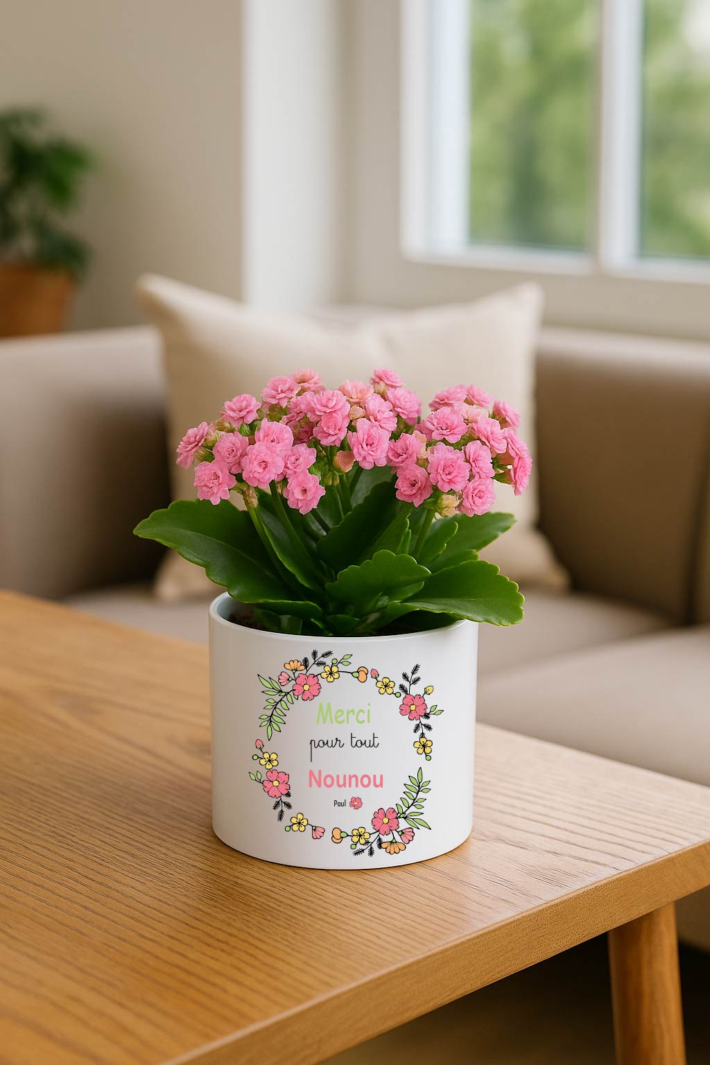 Cache-pot personnalisé “Merci pour tout Nounou” – Cadeau fin d’année nounou – Pot de fleur fleuri avec prénom – Cadeau merci nounou – Bébé Panda – Image 5
