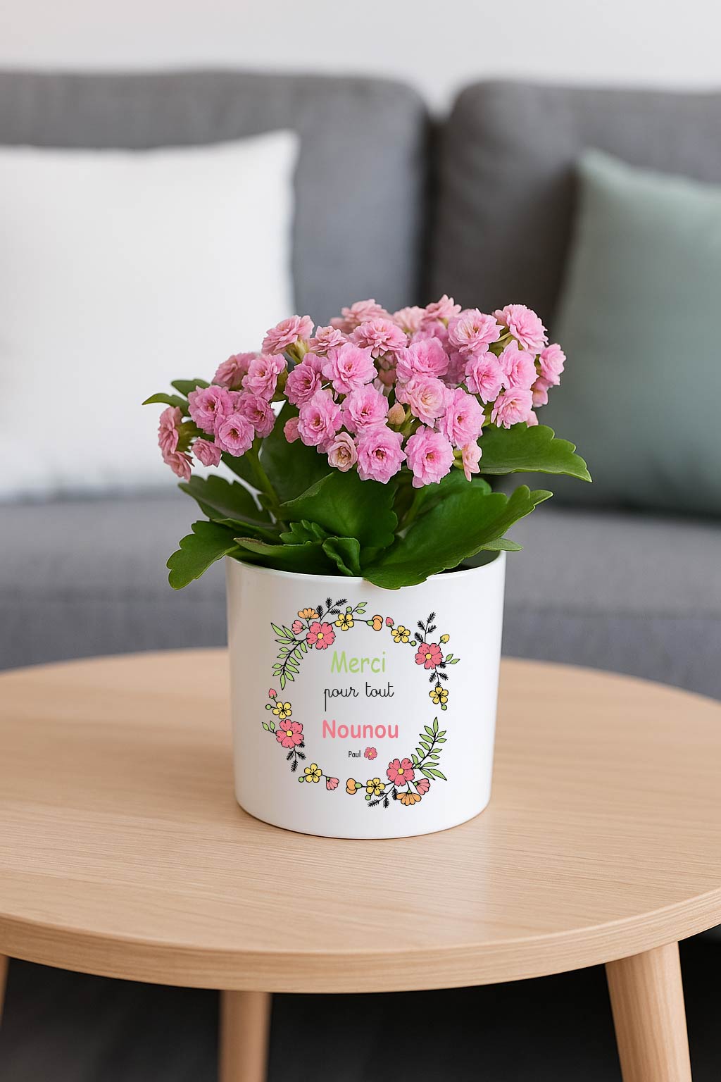 Cache-pot personnalisé “Merci pour tout Nounou” – Cadeau fin d’année nounou – Pot de fleur fleuri avec prénom – Cadeau merci nounou – Bébé Panda – Image 4