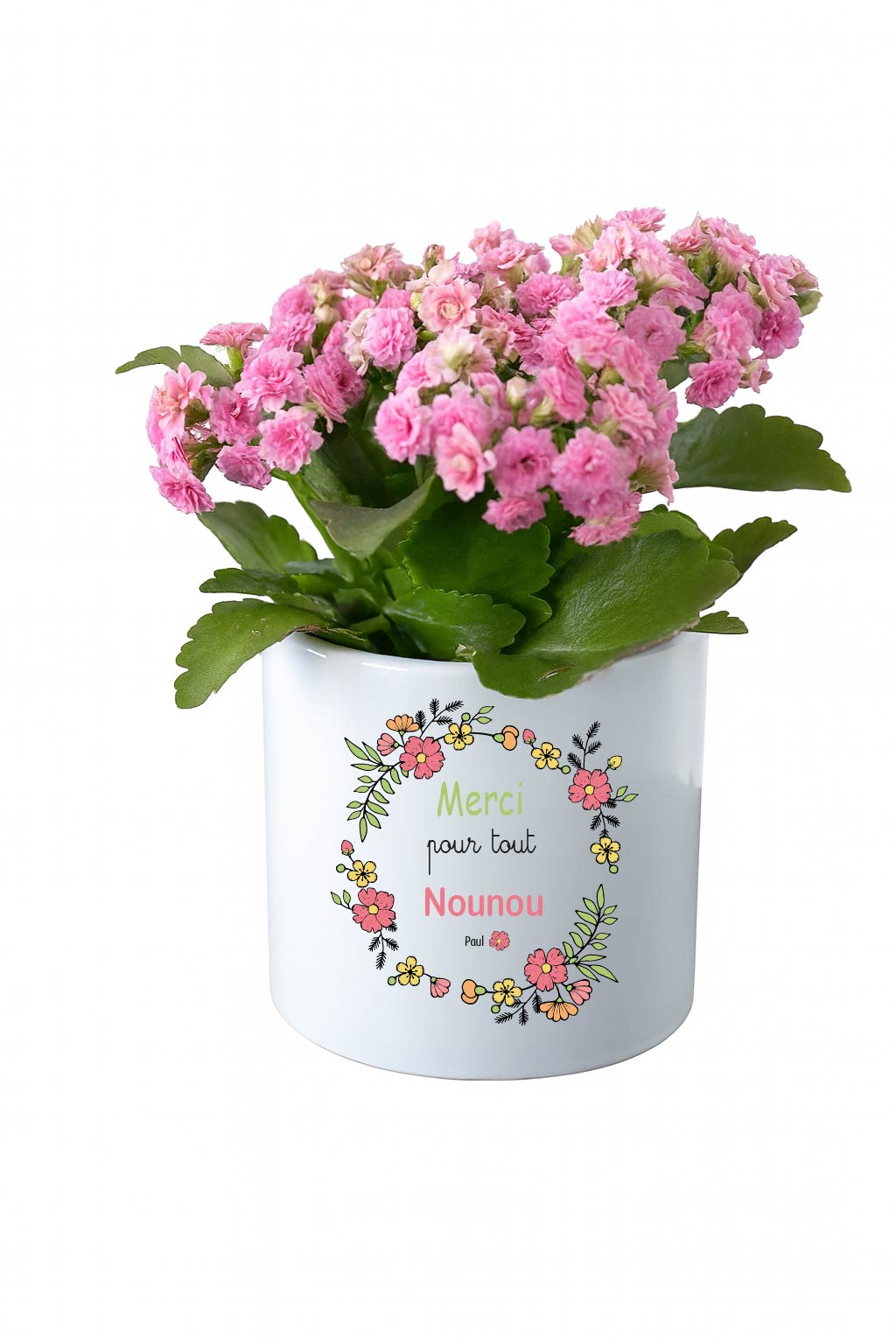 Cache-pot personnalisé “Merci pour tout Nounou” – Cadeau fin d’année nounou – Pot de fleur fleuri avec prénom – Cadeau merci nounou – Bébé Panda
