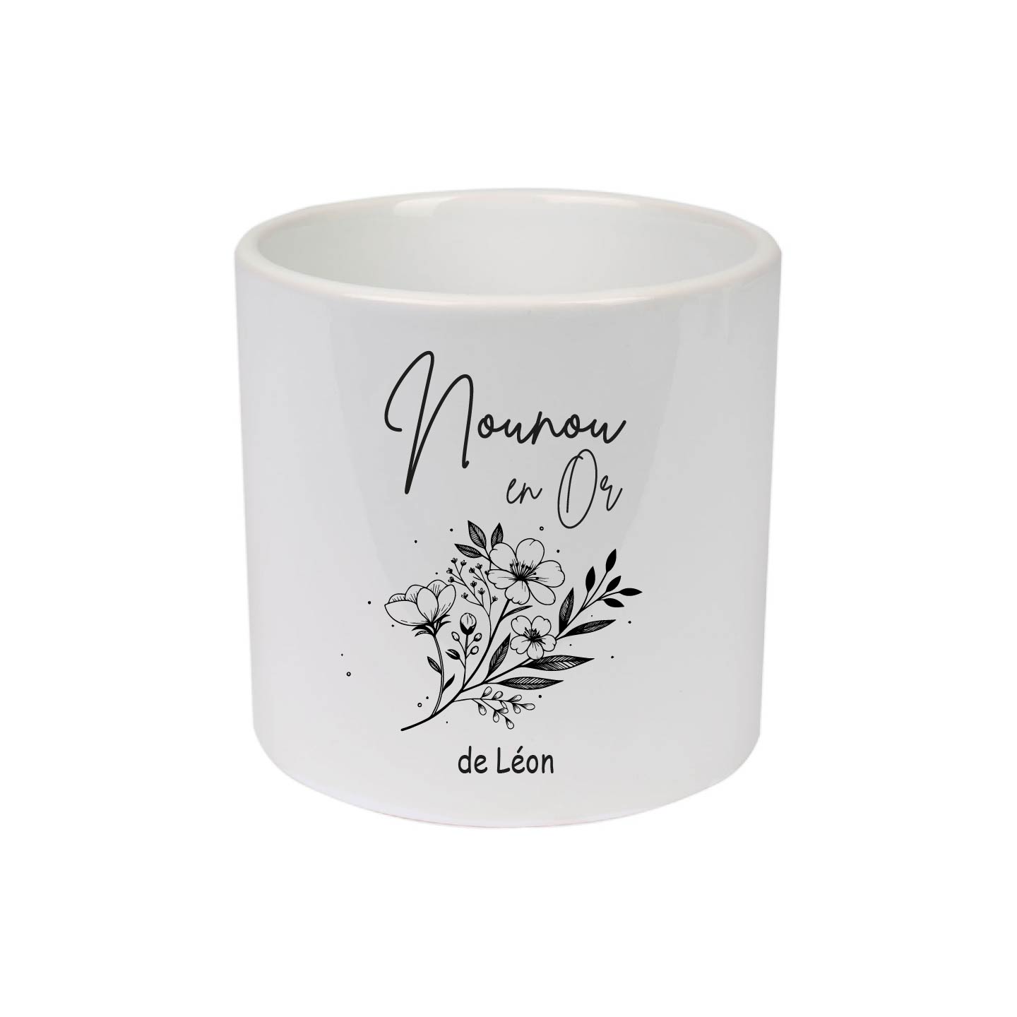 Cache-pot personnalisé “Nounou en Or” – Cadeau fin d’année nounou – Pot de fleur céramique avec prénom – Cadeau merci nounou – Bébé Panda – Image 6