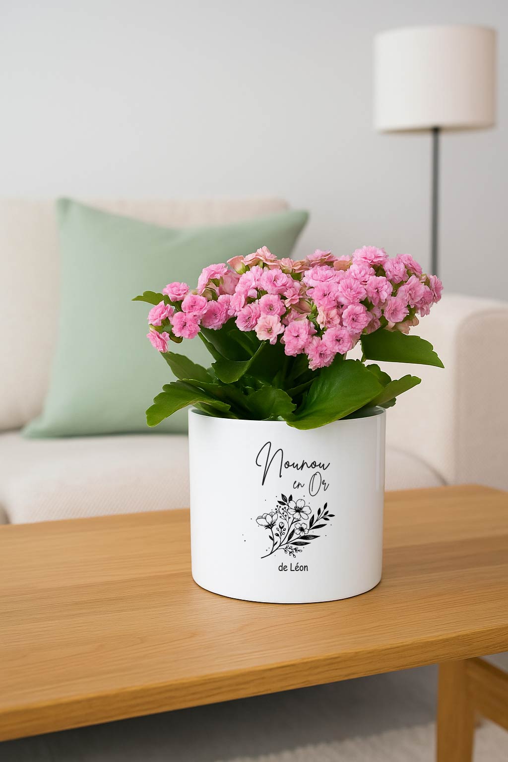 Cache-pot personnalisé “Nounou en Or” – Cadeau fin d’année nounou – Pot de fleur céramique avec prénom – Cadeau merci nounou – Bébé Panda – Image 2