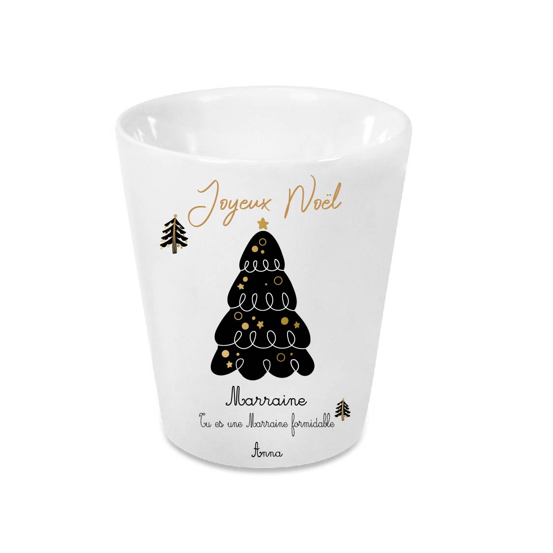 Pot de Noël personnalisable Surnom + phrase + prénom modifiables – Petit pot 10 cm avec trou de drainage – Cadeau Noël personnalisé