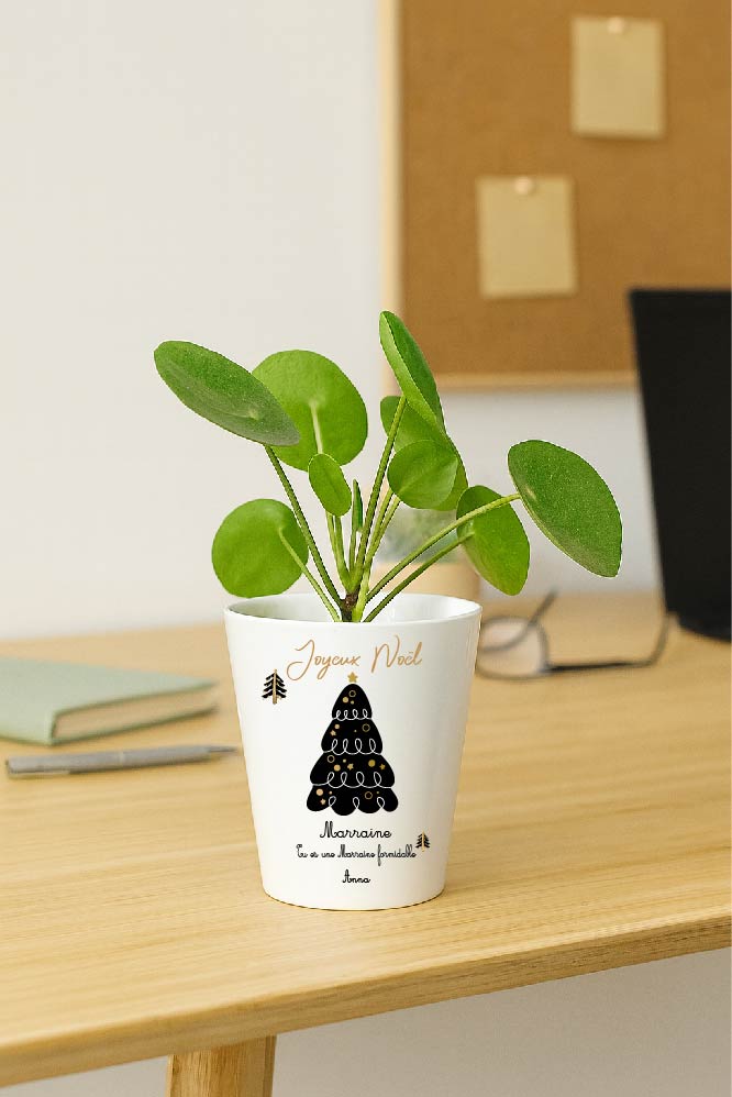 Pot de Noël personnalisable Surnom + phrase + prénom modifiables – Petit pot 10 cm avec trou de drainage – Cadeau Noël personnalisé – Image 6