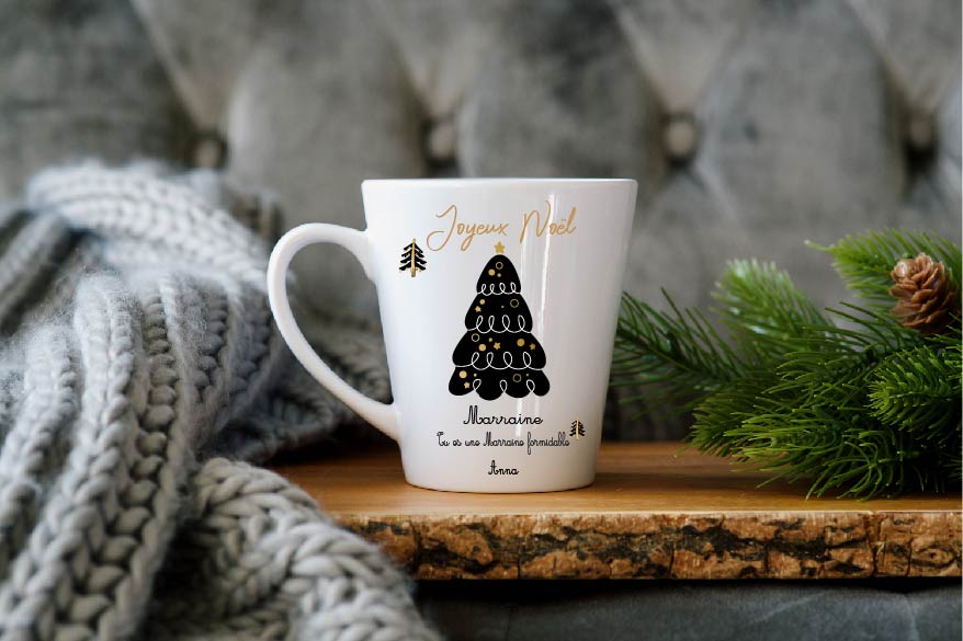 Mug Noël personnalisé — Texte 100% modifiable (marraine, mamie, tata, parrain, prénom…) — Cadeau de Noël — Idée cadeau personnalisée – Image 4
