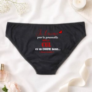 Culotte femme humour Je t’aime pour ta personnalité – Culotte couple drôle – Message sexy – Cadeau Saint Valentin – Lingerie humour