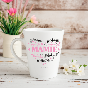 Mug Mamie personnalisable – Cadeau Fête des Mamies – Mug conique mamie – Cadeau grand-mère personnalisé – Tasse mamie prénoms
