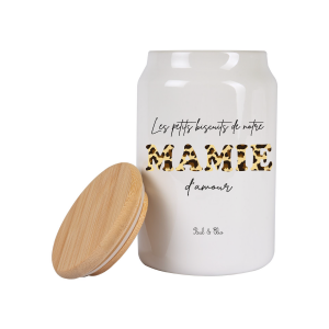 Pot à biscuits Mamie d’amour personnalisé 650 ml – Cadeau Fête des Mamies – Bocal céramique Mamie – Cadeau grand-mère avec prénoms