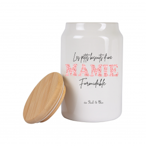 Pot à biscuits Mamie formidable personnalisé 650 ml – Cadeau Fête des Mamies – Bocal céramique Mamie – Cadeau grand-mère avec prénoms