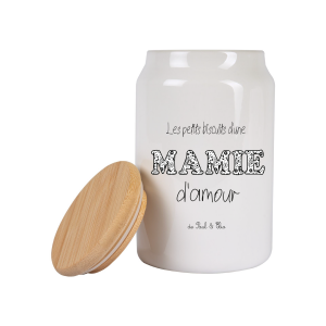 Pot à biscuits Mamie d’amour personnalisé 650 ml – Cadeau Fête des Mamies – Bocal céramique Mamie – Cadeau grand-mère avec prénoms