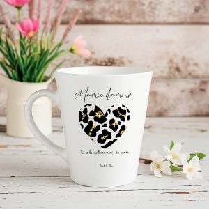 Mug conique Mamie d’amour – Cadeau Fête des Mamies – Mug mamie personnalisé – Tu es la meilleure mamie du monde – Cadeau grand-mère