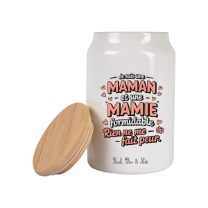 Pot à biscuits Maman Mamie formidable personnalisé 650 ml – Cadeau Fête des Mamies – Cadeau maman grand-mère – Bocal céramique