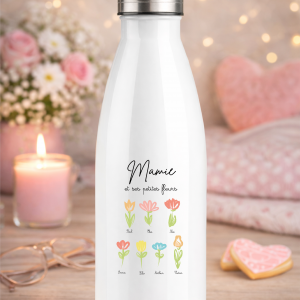 Gourde Isotherme 750 ml Personnalisée Mamie – Cadeau Fête des Mamies 2026 – Bouteille Inox Thermos Mamie Active Jeune Mamie – Idée Cadeau Mamie qui Travaille