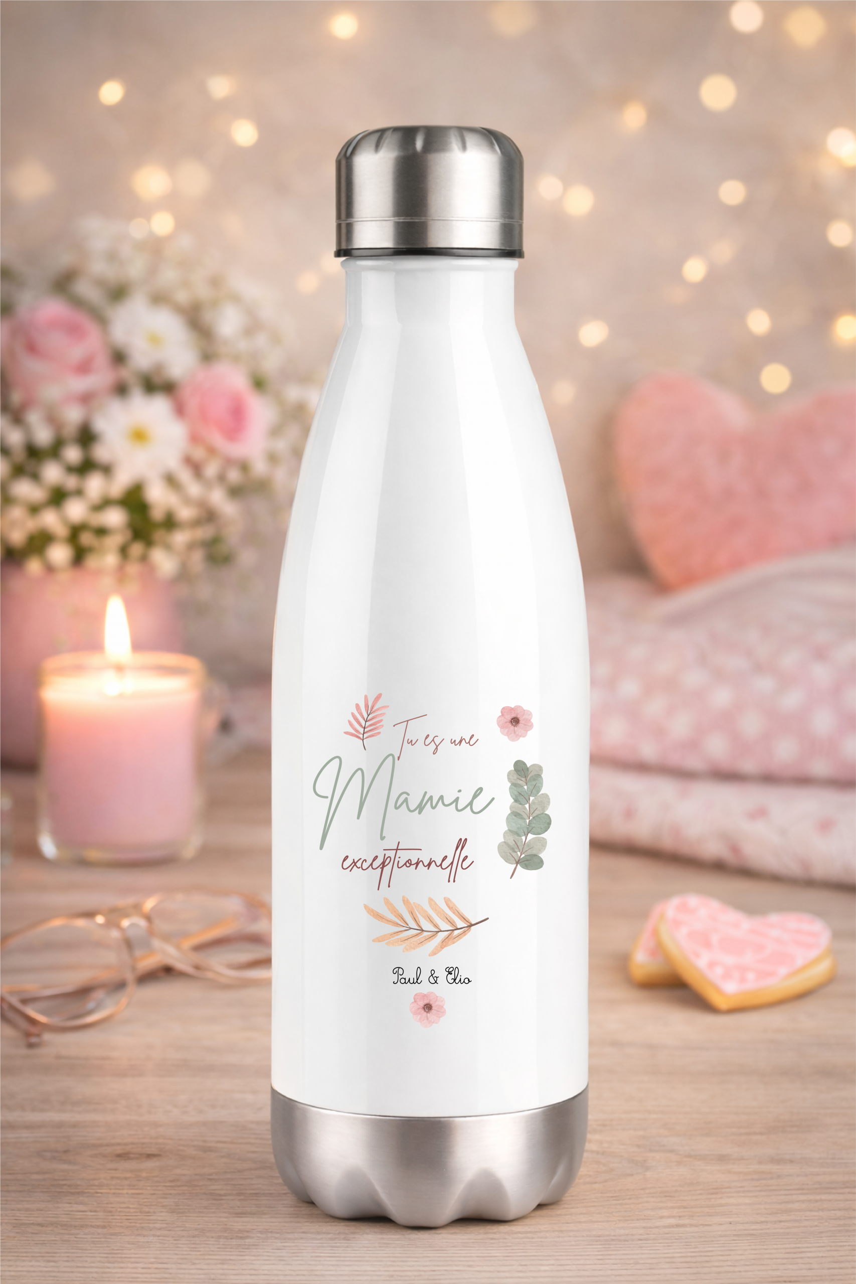 Gourde isotherme Mamie personnalisée 750 ml | Cadeau Fête des Mamies original | Jeune mamie active | Bouteille inox grand-mère exceptionnelle