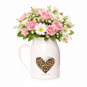 Pot à lait Super Mamie personnalisé | Cadeau Fête des Mamies | Cœur léopard | Cadeau mamie avec prénoms | Pot à lait céramique 450 ml