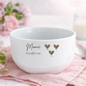 Bol Mamie personnalisé 500 ml | Cadeau Fête des Mamies | Bol petit déjeuner grand-mère avec prénoms | Cadeau mamie original