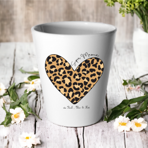 Pot personnalisé Super Mamie, cadeau fête des mamies, pot cœur léopard, cadeau mamie original, pot céramique personnalisé 10 cm