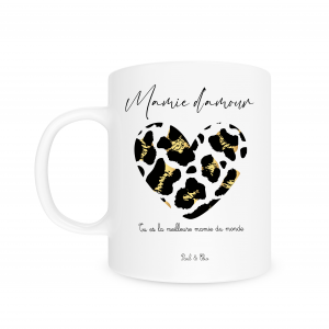 Mug personnalisé Mamie d’amour léopard, cadeau fête des mamies, mug mamie personnalisé prénoms, cadeau grand mère original