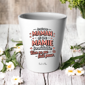 Pot personnalisé mamie formidable, cadeau fête des mamies, pot fleuri personnalisé, cadeau mamie original, pot céramique 10 cm