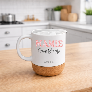 Mug Mamie Formidable personnalisé – Cadeau Fête des Grands-Mères – Mug léopard rose – Prénoms des petits-enfants – Mug mamie en céramique 330 ml