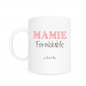 Mug personnalisé Mamie Formidable léopard rose, cadeau fête des mamies, mug mamie personnalisé prénoms, cadeau grand mère original
