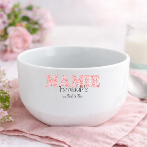 Bol Mamie Formidable personnalisé 500 ml | Cadeau Fête des Mamies | Bol grand-mère avec prénoms | Idée cadeau Fête des grands-mères original