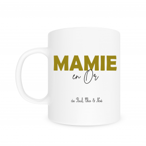 Mug personnalisé Mamie en Or, cadeau fête des mamies, mug mamie personnalisé prénoms, cadeau grand mère original