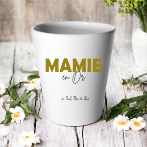 Pot personnalisé Mamie en Or, cadeau fête des mamies, pot fleuri personnalisé, cadeau mamie original, pot céramique 10 cm