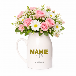 Pot à lait Mamie en Or personnalisé | Cadeau Fête des Mamies | Pot à lait céramique 450 ml | Petit vase mamie