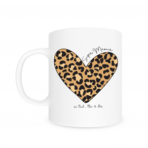 Mug personnalisé Super Mamie cœur léopard, cadeau fête des mamies, mug mamie personnalisé prénoms, cadeau grand mère original