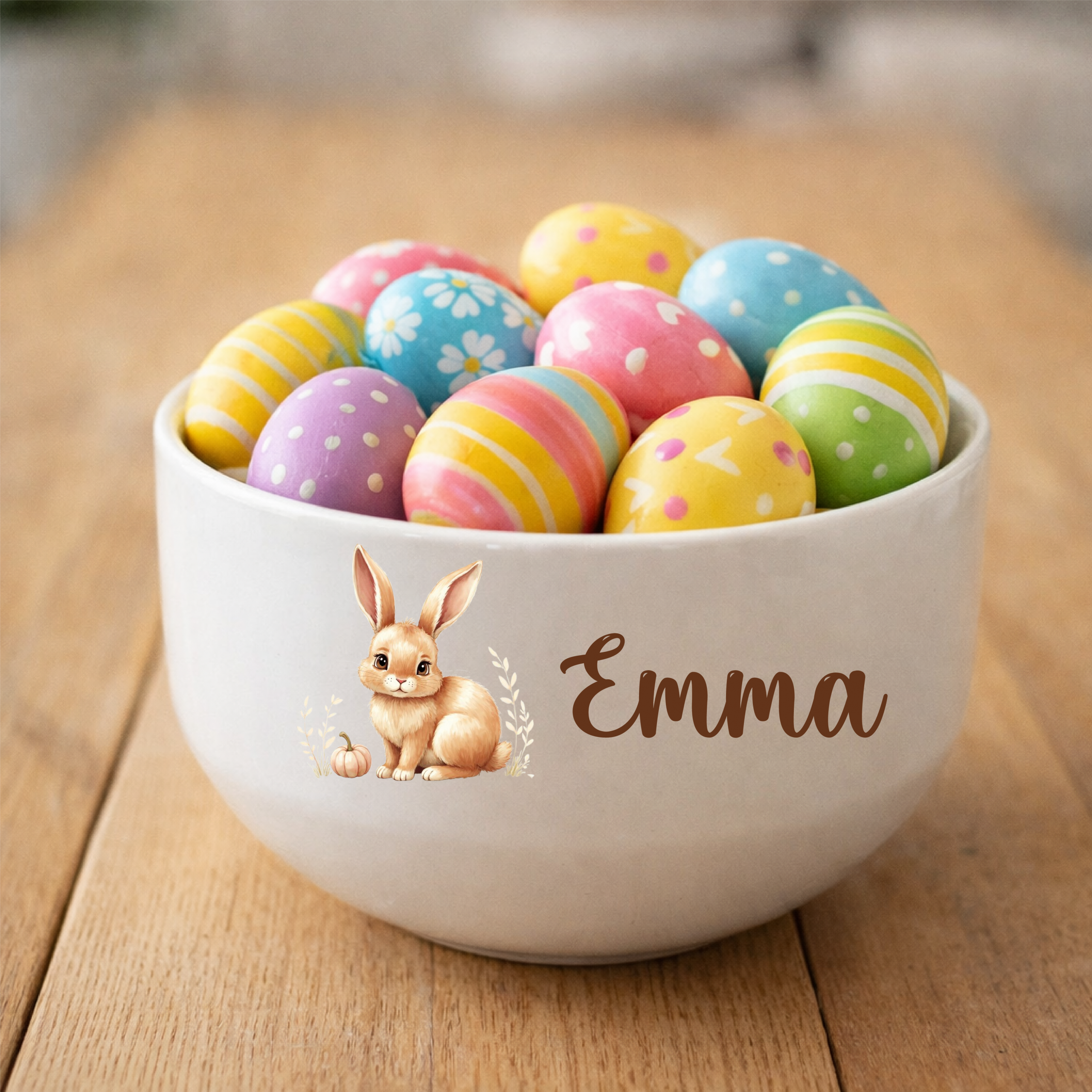 Bol personnalisé enfant lapin de Pâques avec prénom – Bol Pâques enfant – Bol céréales personnalisé – Cadeau de Pâques enfant – Image 3