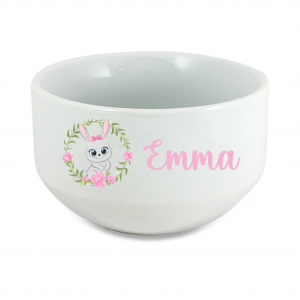 Bol personnalisé enfant lapin de Pâques avec prénom – Bol Pâques fille – Bol céréales enfant personnalisé – Cadeau de Pâques enfant