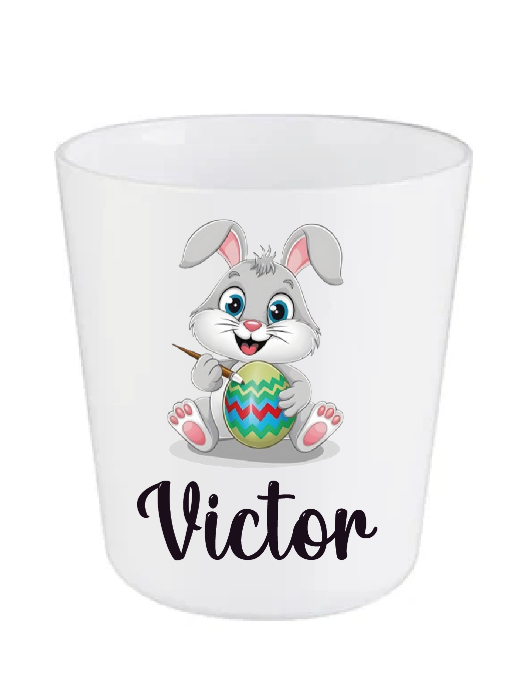 Gobelet Pâques personnalisé enfant – Gobelet lapin avec prénom – Cadeau Pâques enfant – Gobelet plastique incassable – Verre enfant Pâques