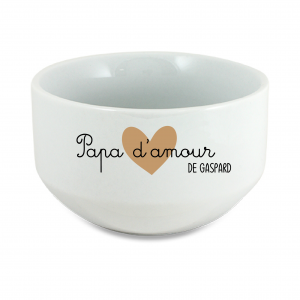 Bol papa d’amour personnalisé 600 ml – Cadeau fête des pères avec prénom enfant – Bol papa cœur – Cadeau papa original utile