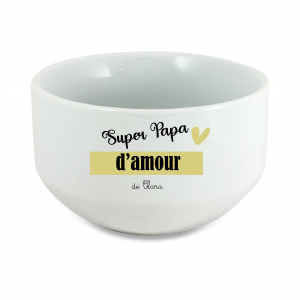 Bol super papa d’amour personnalisé 600 ml – Cadeau fête des pères avec prénom enfant – Bol papa original – Cadeau papa utile