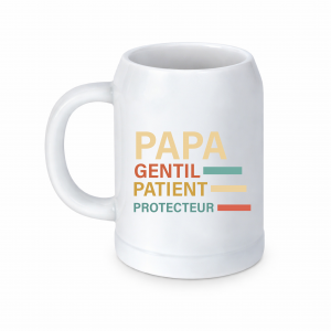 Chope bière papa personnalisée 500 ml – Cadeau fête des pères original – Papa gentil patient protecteur – Cadeau papa personnalisés