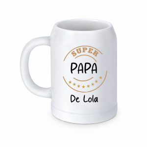 Chope bière papa personnalisée 500 ml – Cadeau fête des pères original – Super papa médaille – Cadeau papa avec prénom enfant