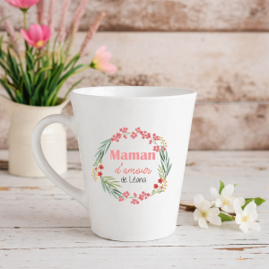 Mug Conique Maman personnalisé | Cadeau Fête des Mères | Tasse Maman d’amour avec prénom enfant | Mug maman personnalisé | Cadeau maman