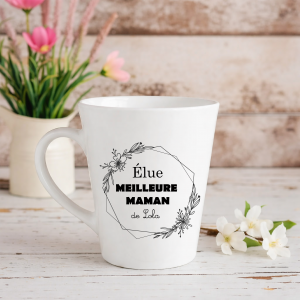 Mug Conique meilleure maman personnalisé |Cadeau fête des mères |Tasse élue meilleure maman avec prénom |Mug personnalisé |Cadeau maman