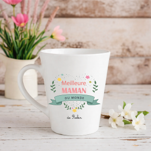 Mug Conique Meilleure Maman du Monde personnalisé | Cadeau Fête des Mères | Tasse maman avec prénom enfant | Mug maman | Cadeau maman