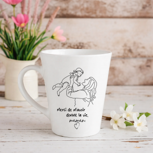 Mug Conique Merci Maman | Cadeau Fête des Mères | Tasse Merci de m'avoir donné la vie maman | Mug maman | Cadeau maman original