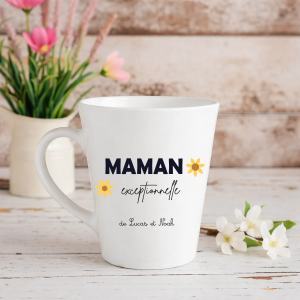 Mug Conique Maman exceptionnelle personnalisé | Cadeau Fête des Mères | Tasse maman avec prénoms enfants | Mug personnalisé | Cadeau maman