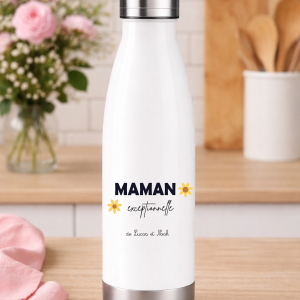 Gourde personnalisée maman exceptionnelle - bouteille isotherme inox 750ml - cadeau fête des mères - prénom maman
