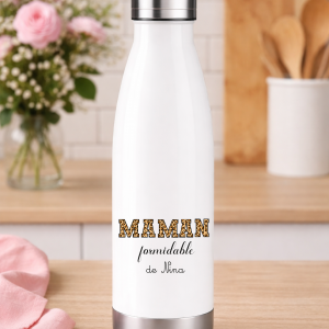 Gourde personnalisée maman formidable - bouteille isotherme inox 750ml - cadeau fête des mères - prénom maman