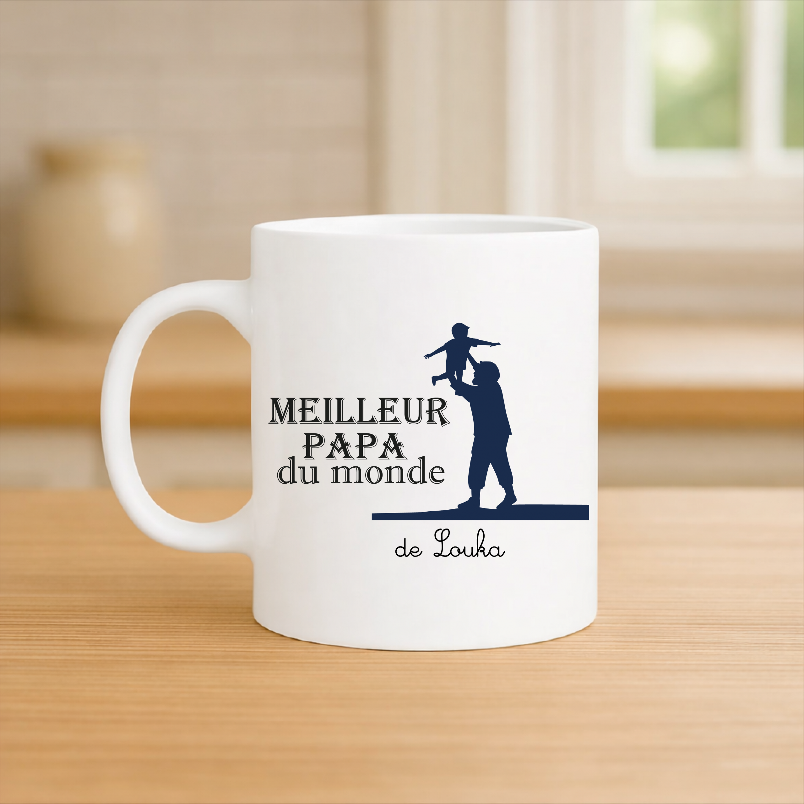 Mug meilleur papa du monde personnalisé 320 ml – Cadeau fête des pères avec prénom enfant – Tasse papa émotion – Cadeau papa unique